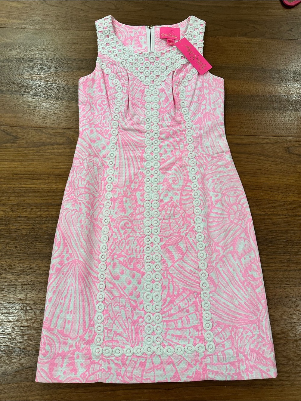 Lilly Pulitzer Pink Shell-Print Dress with White Trim